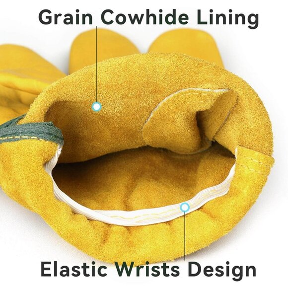 Men's Gold Thorn Proof Garden Yard Duty Work for Farmers Truckers Gloves - Picture 4 of 9